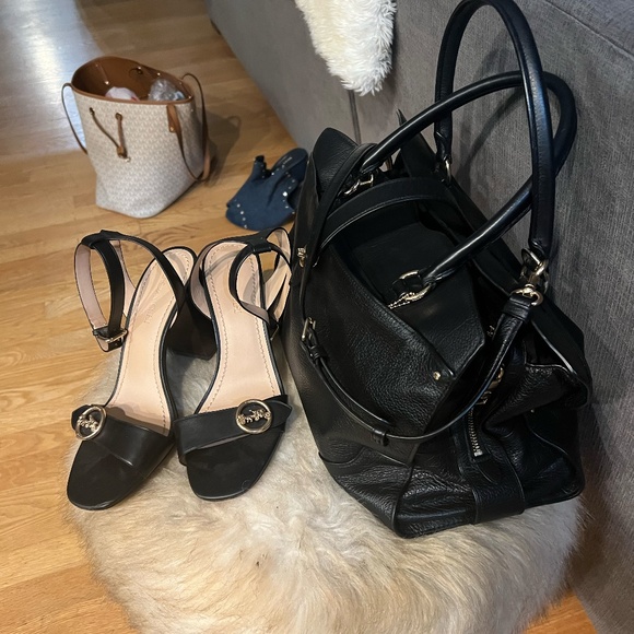 Coach Black Leather Heels Size 10 - Picture 15 of 16